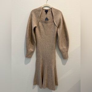 Scoop Fitted Tan Knit Dress NWT Bodycon Women’s Square Neck Sweater Dress NWT